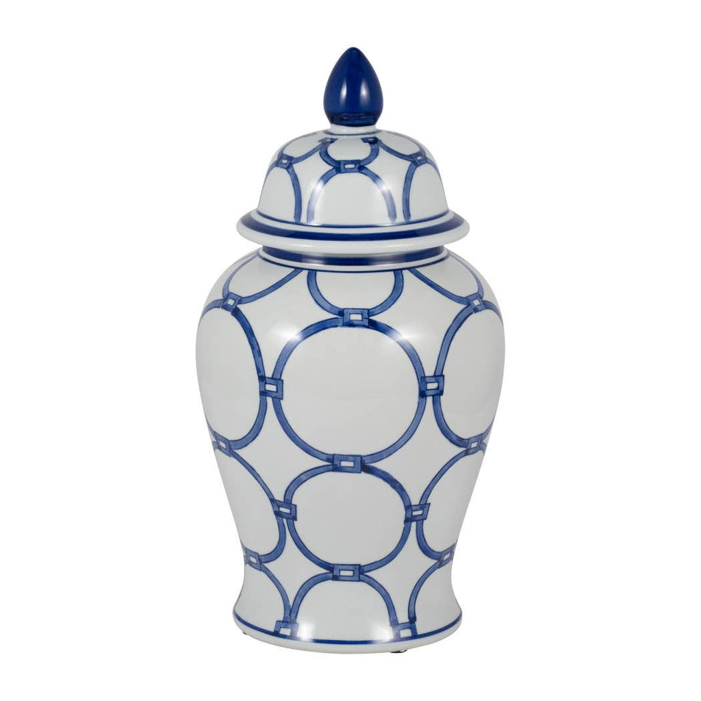 Ceramic Classic Links Decorative Temple Jar - Blue, 18 in.