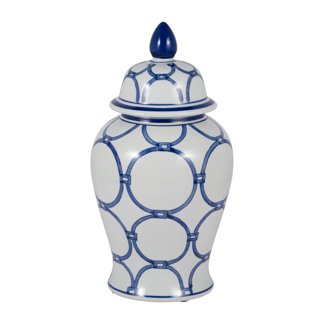 Ceramic Classic Links Decorative Temple Jar - Blue, 18 in.